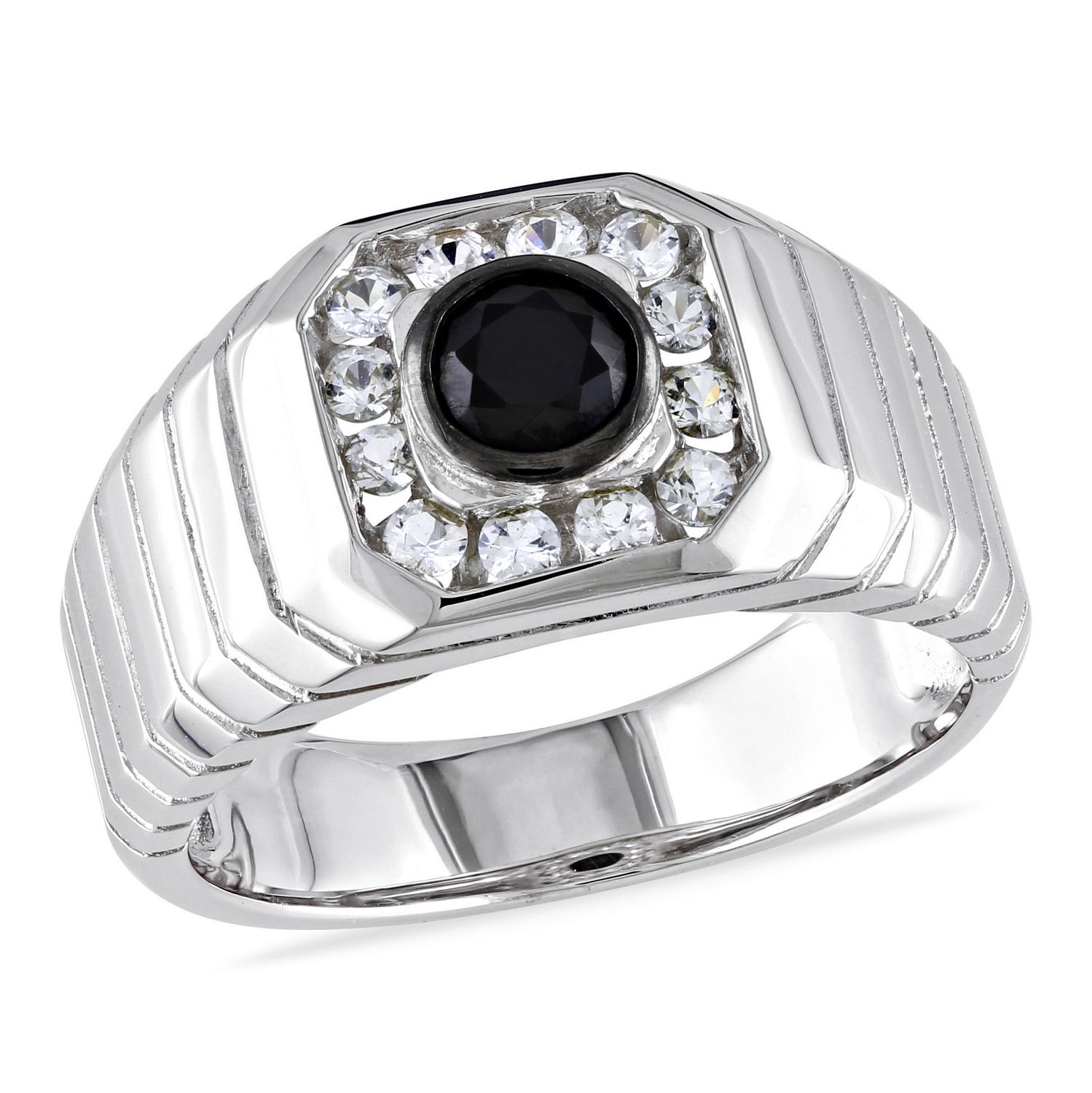 Asteria 1-1/10 Carat T.G.W. Black Spinel and Created White Sapphire ...