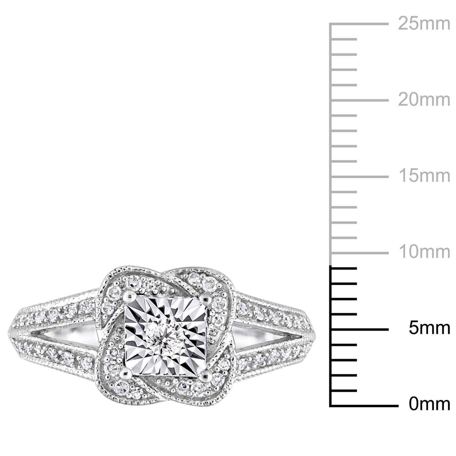 Bague de fiançailles rétro Miabella avec diamants 1/5 CT poids total en argent sterling