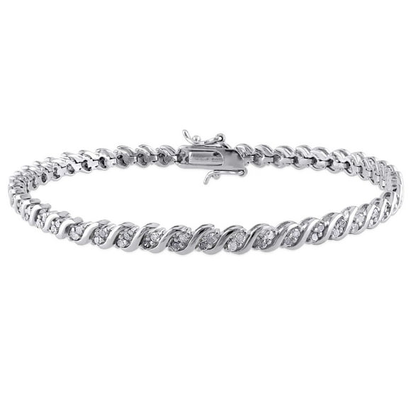 Miabella 1 Carat T.W. Diamond Sterling Silver Tennis Bracelet, 7.25"