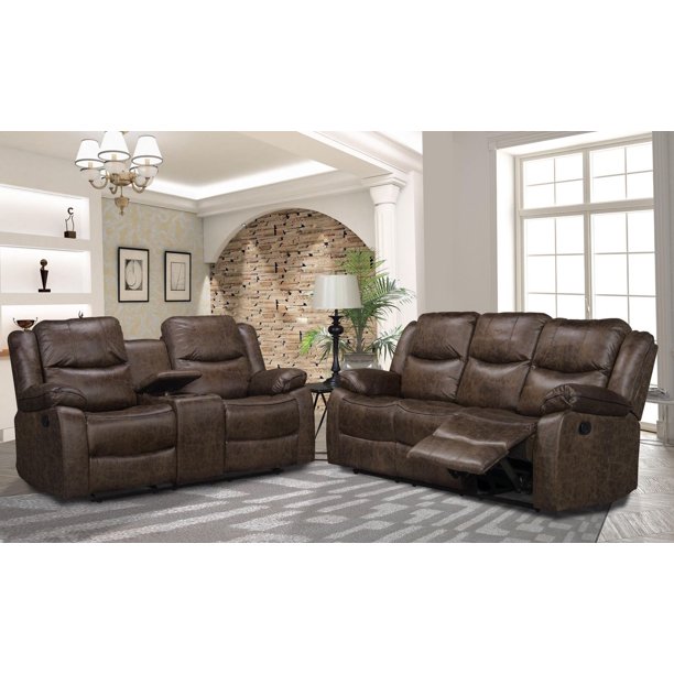 Topline Home Furnishings Polished Brown Sofa Loveseat Set Walmart.ca
