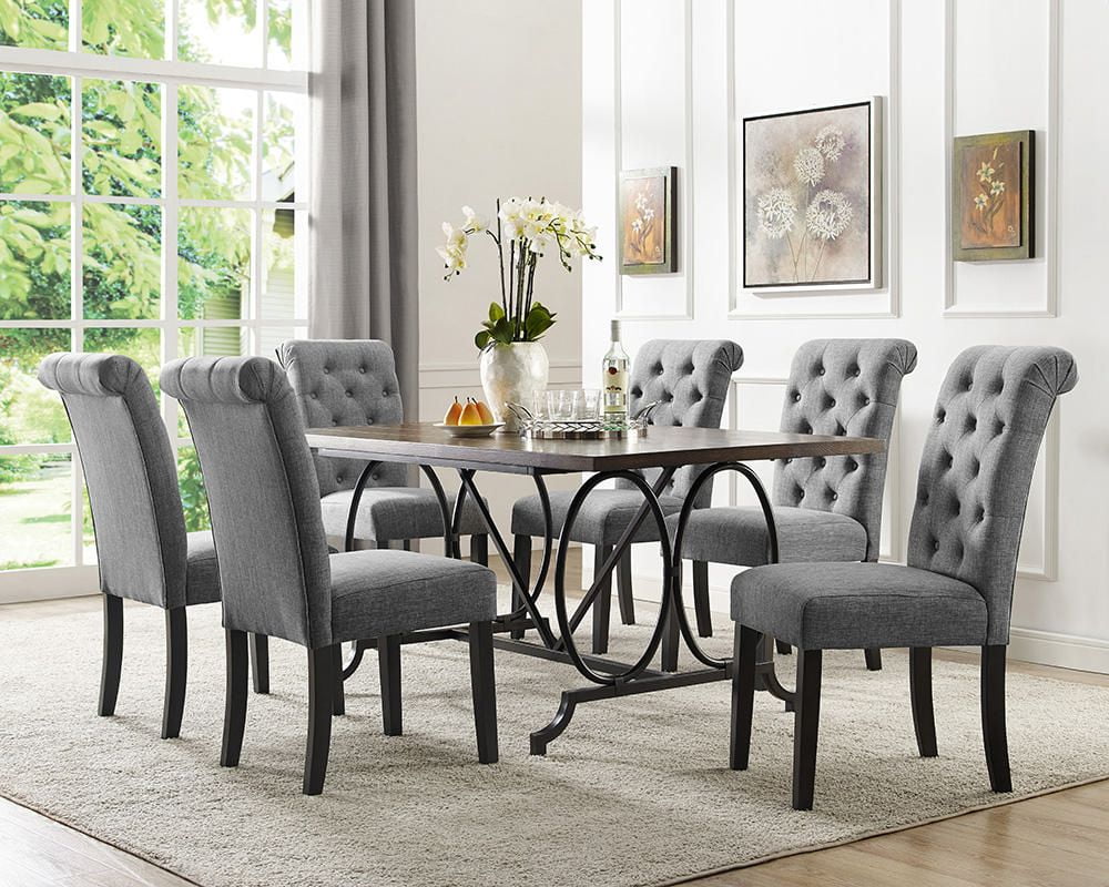 Brassex Inc Soho 7Piece Dining Set, Table + 6 Chairs, Grey Walmart