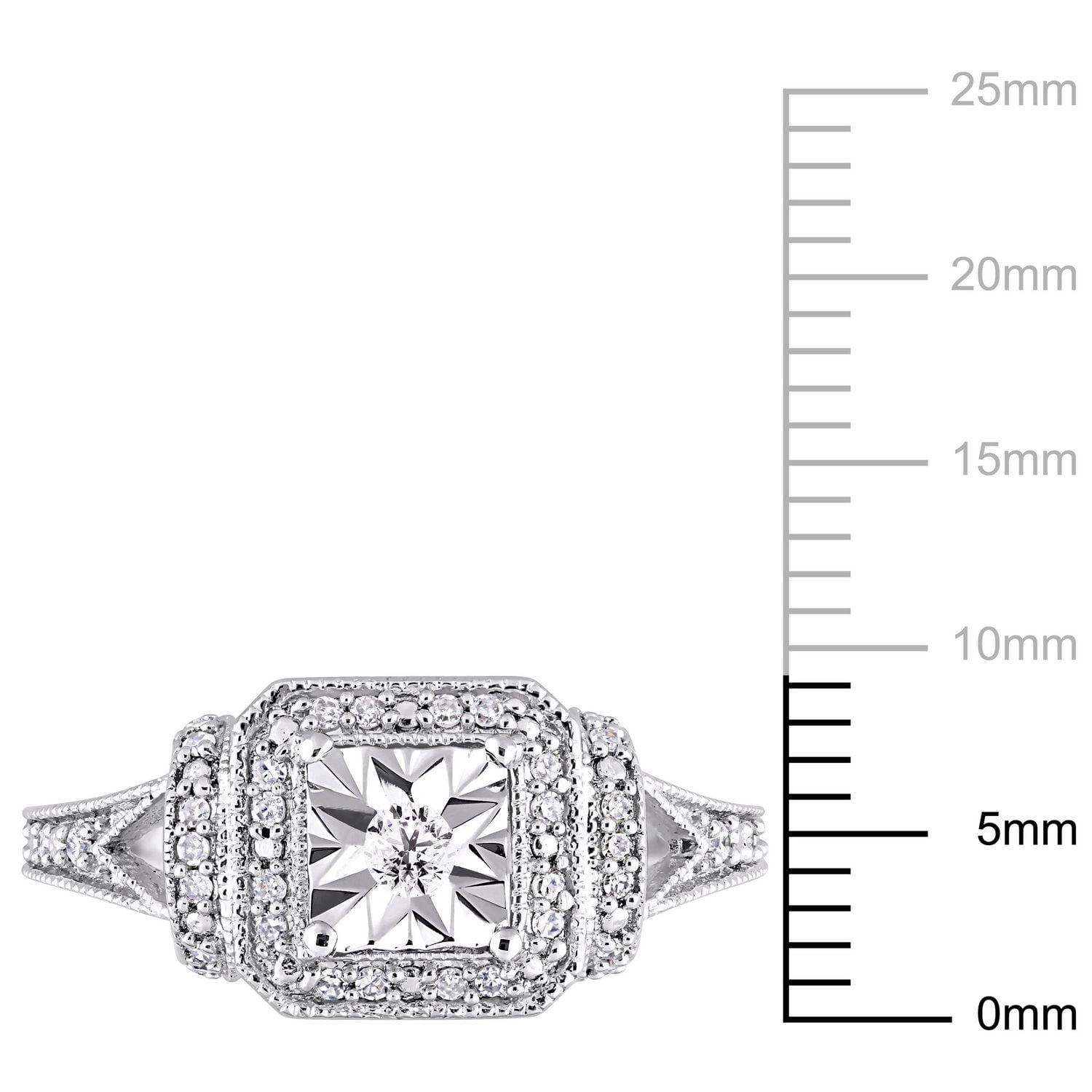 Bague de fiançailles rétro de forme auréole carrée Miabella avec diamants 1/5 CT poids total