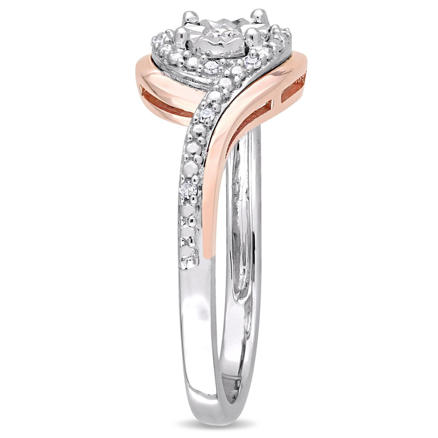 Miabella 1/10 Carat T.W. Diamond 10 K Two-Tone Gold Swirl Promise Ring