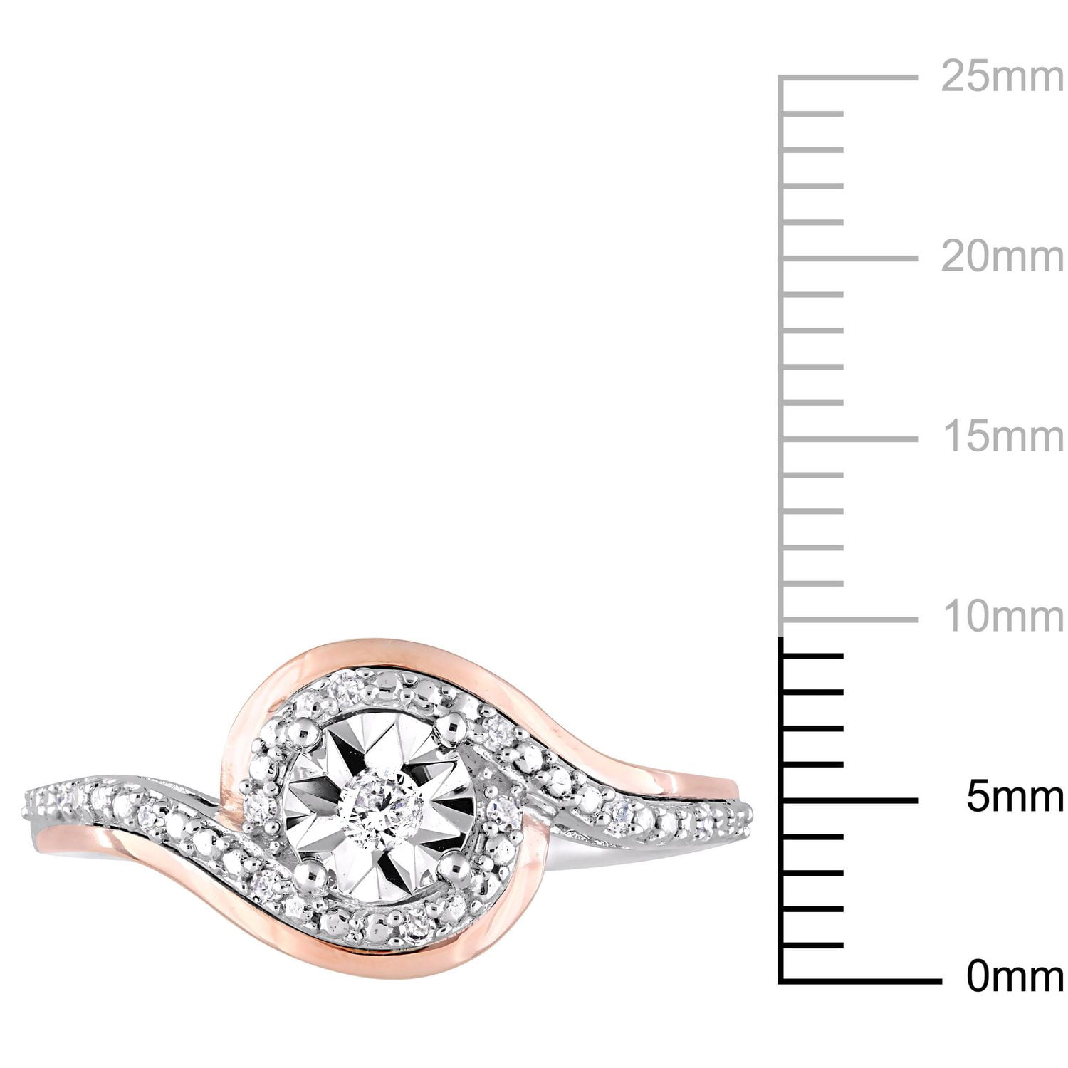 Miabella 1/10 Carat T.W. Diamond 10 K Two-Tone Gold Swirl Promise Ring