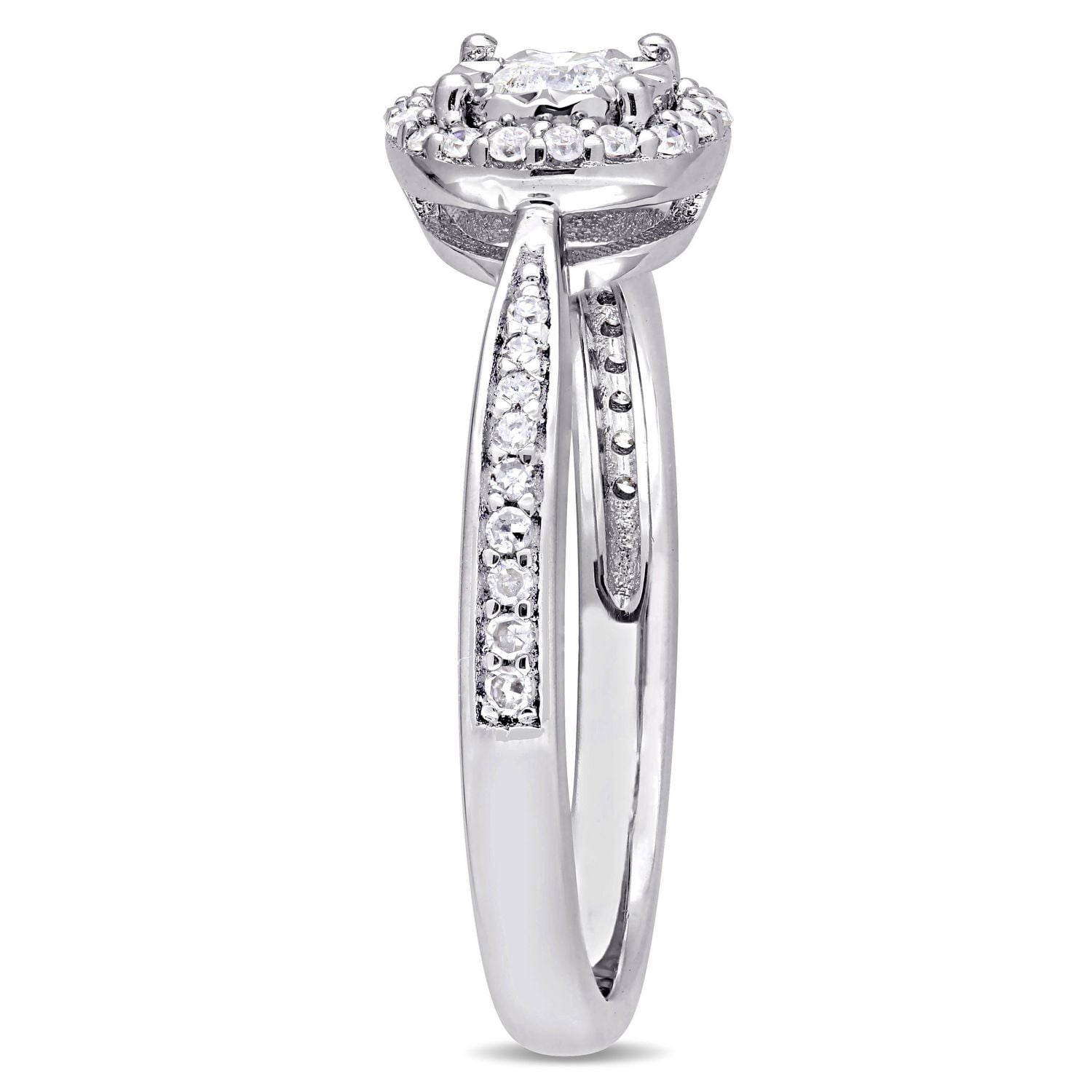 Bague de fiançailles auréole Miabella avec diamants 1/3 CT poids total en argent sterling