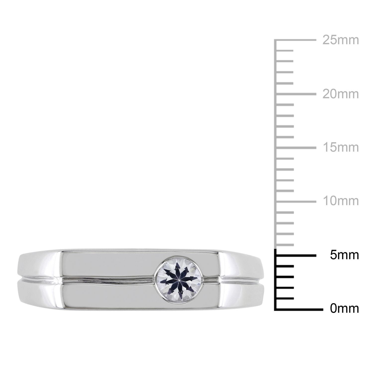 Miabella 1/3 Carat T.G.W. White Sapphire Sterling Silver Men's Ring