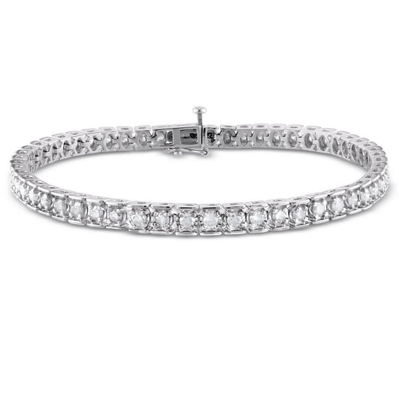 Miabella 3 Carat T.W. Diamond Sterling Silver Tennis Bracelet, 7.25”