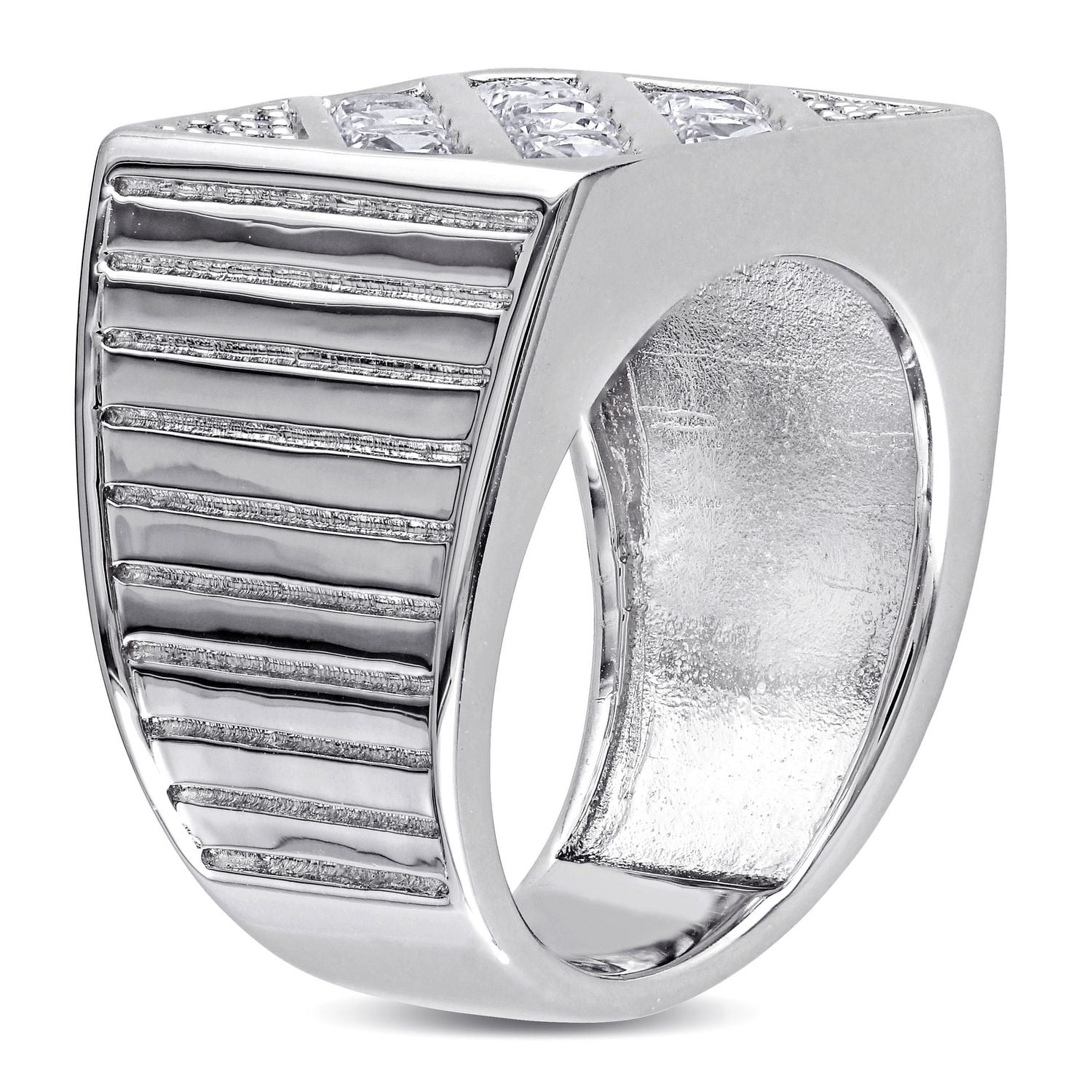Miabella 1-4/5 Carat T.G.W. Created White Sapphire Sterling Silver Men's Ring