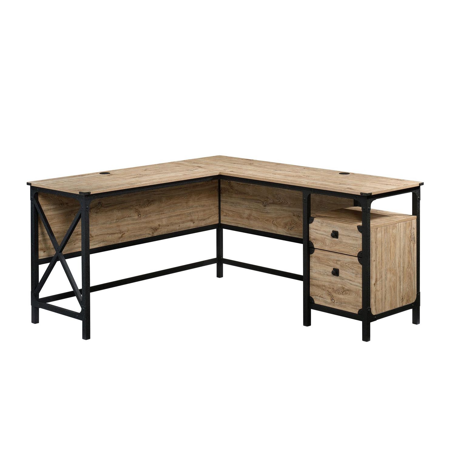Sauder® Steel River L-Shaped Desk, Milled Mesquite™, 425908