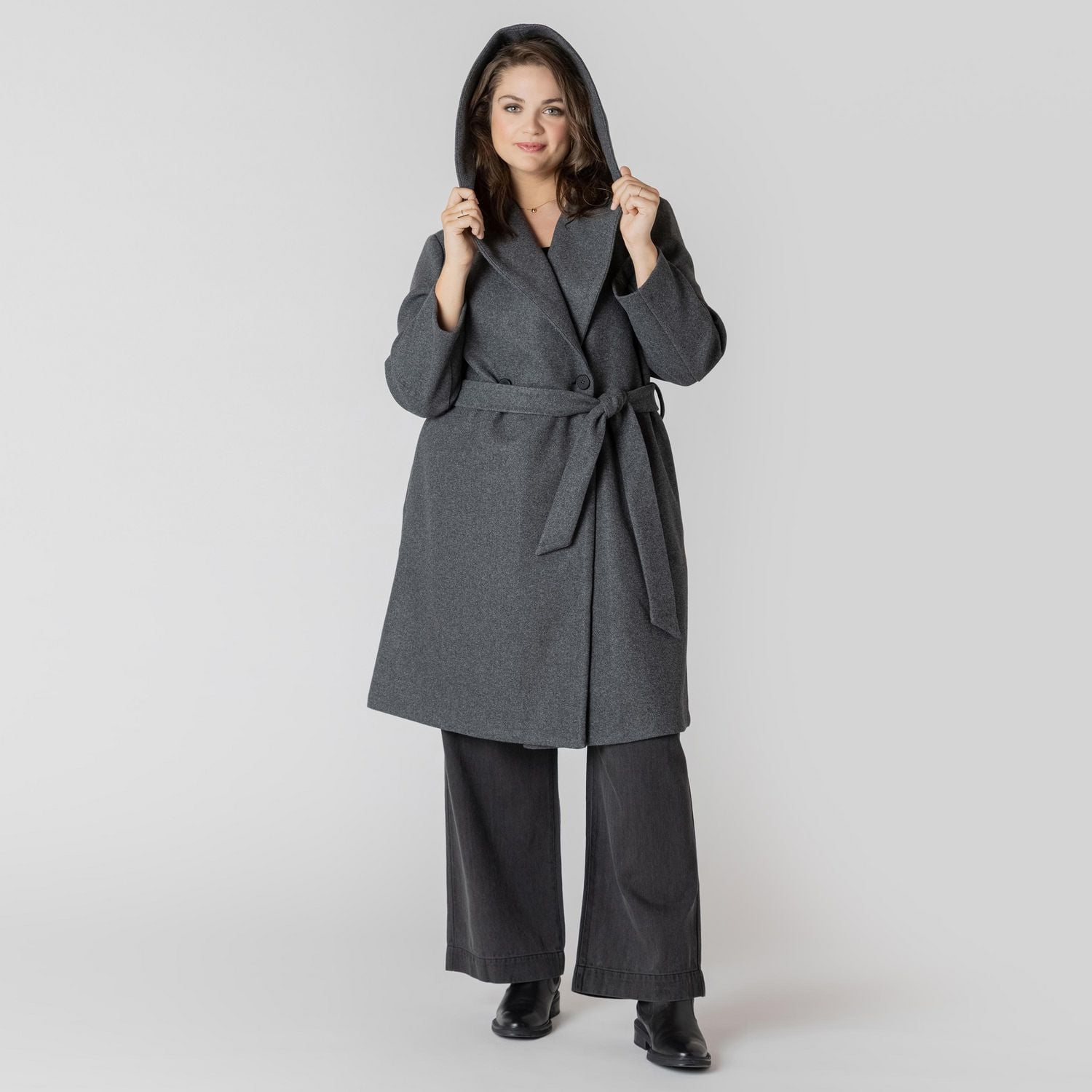 Devoted veste à capuche, manches longues et coupe A-line, avec ceinture