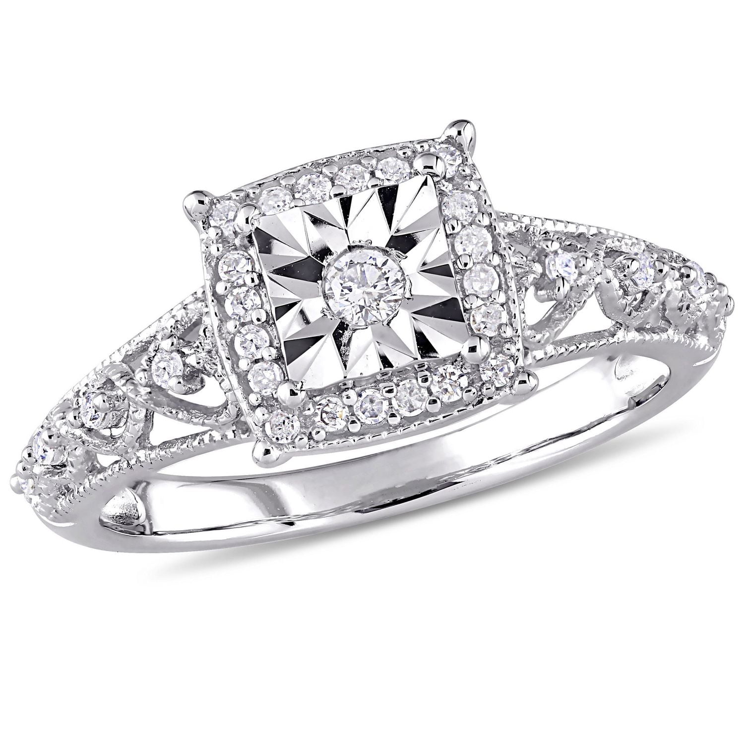 silver diamond engagement rings