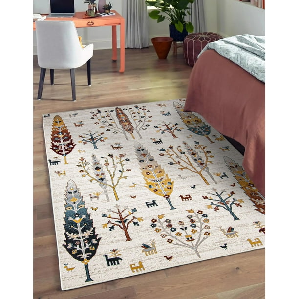 Tapis décoratif esthétique à motif traditionnel pour salon, cuisine,  chambre à coucher, tapis d'extérieur lavable avec 4 pinces à tapis et 1  brosse de