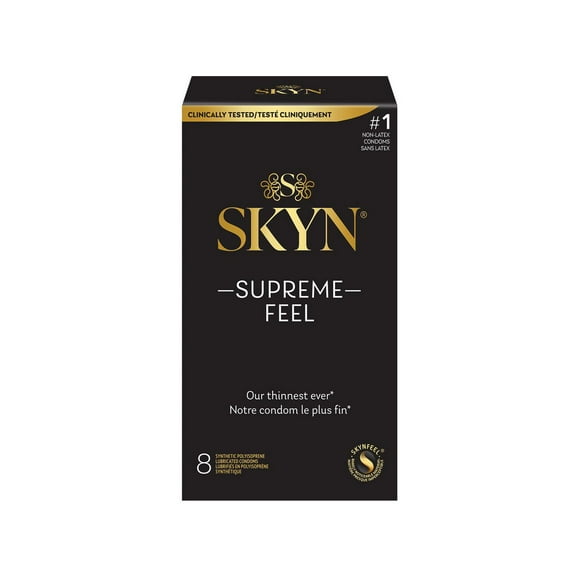 Préservatifs lubrifiés SKYN Supreme Feel sans latex, boîte de 8
