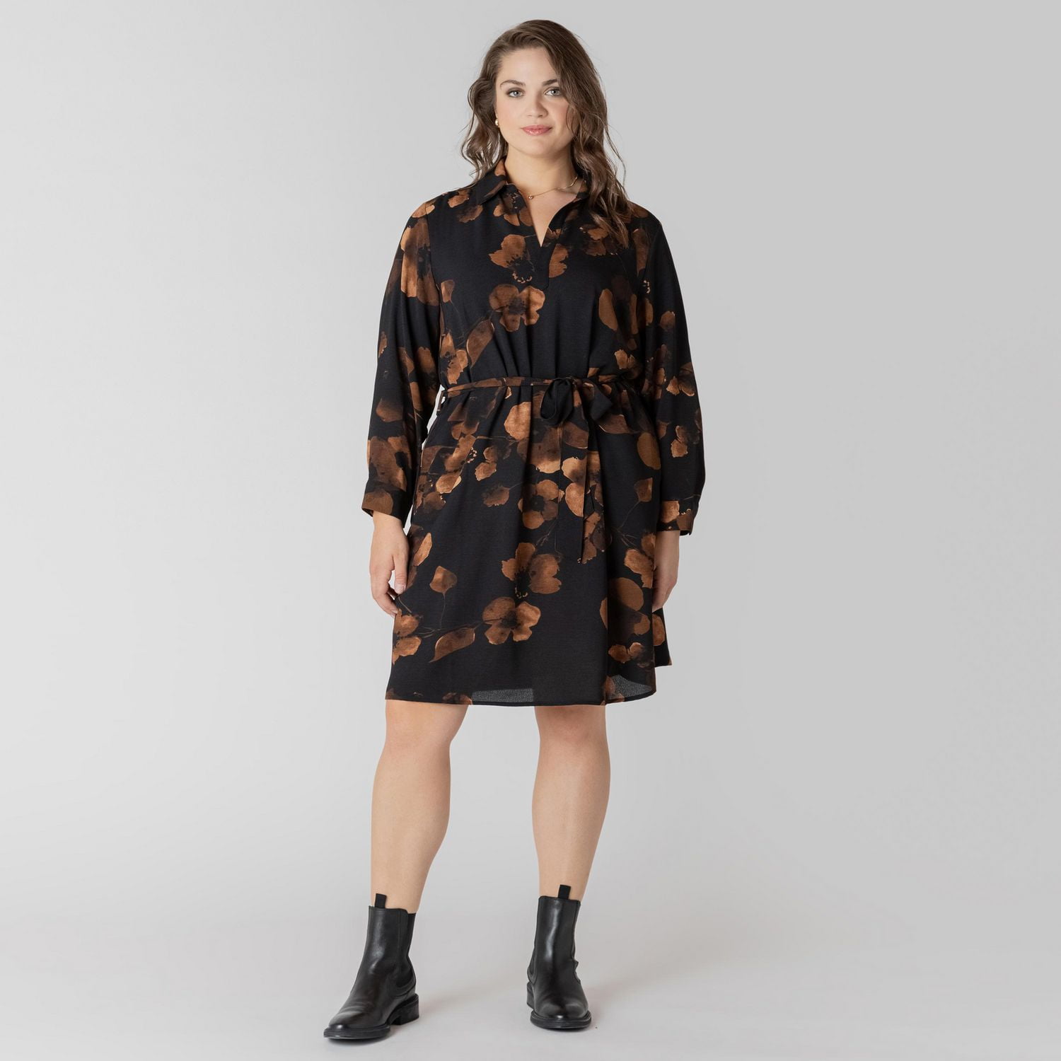 Devoted Robe midi à manches longues et col