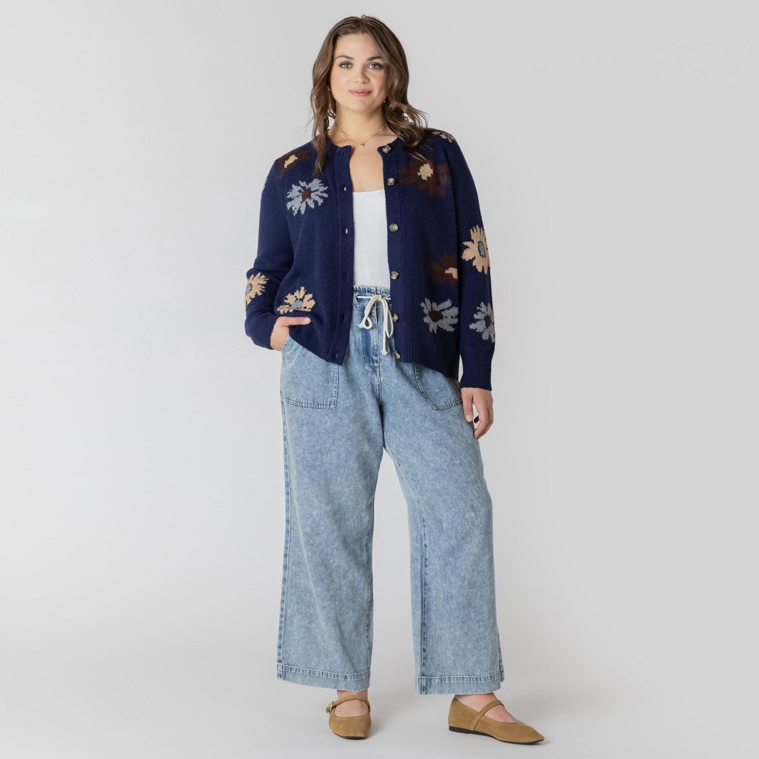 Devoted Pantalon en denim droit avec taille élastique