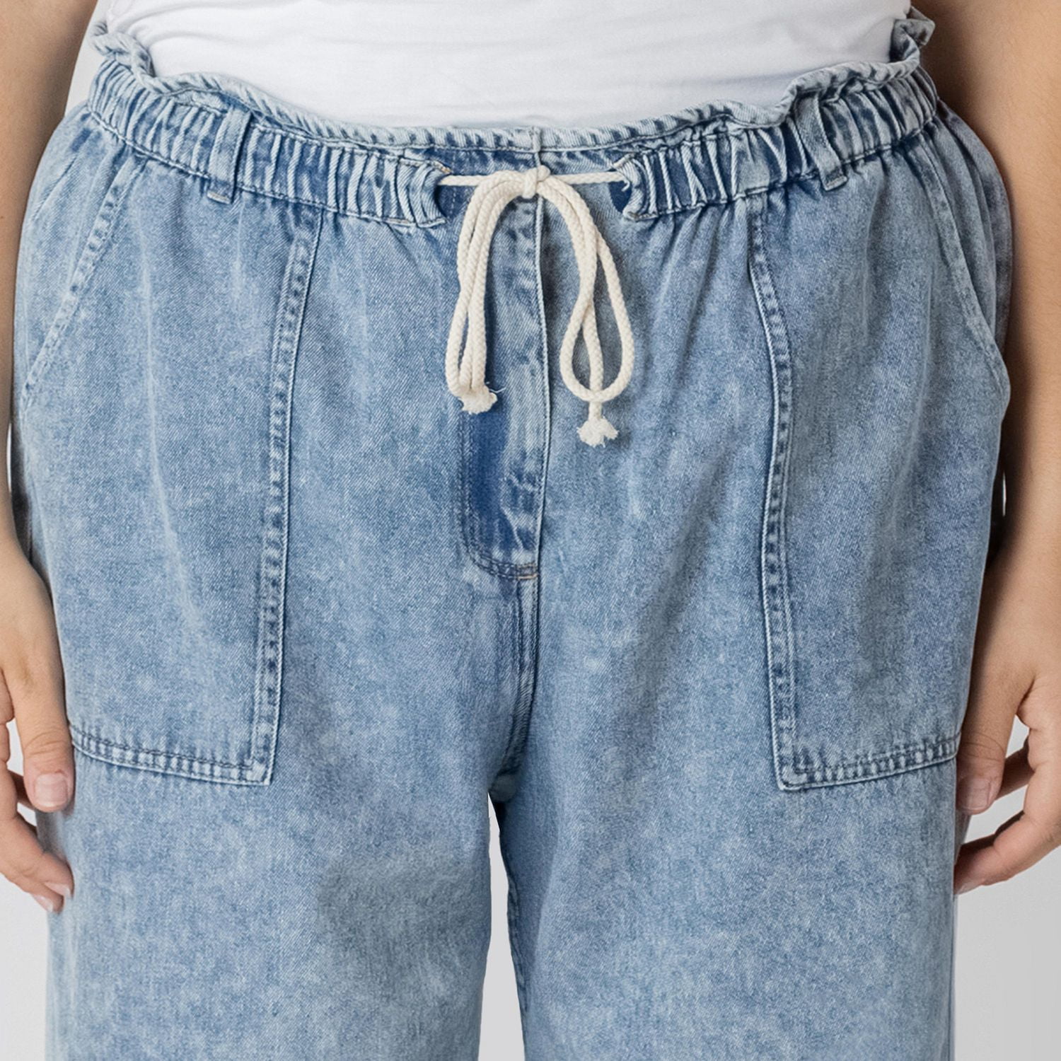 Devoted Pantalon en denim droit avec taille élastique