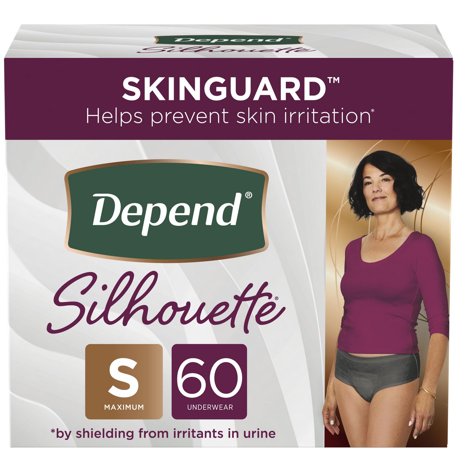 Depend Silhouette Incontinence Underwear for Women, Maximum Absorbency,  Black (Small and Medium)