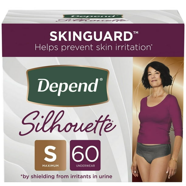 Depend Silhouette Incontinence Underwear for Women, Maximum Absorbency, Black (Small and Medium