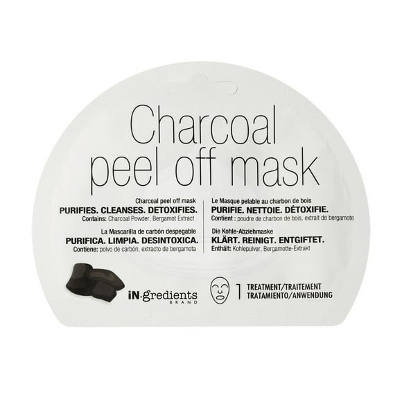 iN.gredients Brand Charcoal Peel Off Mask, Charcoal Peel Off Mask, 1 Treatment, Purifies, Cleanses and Detoxifies
