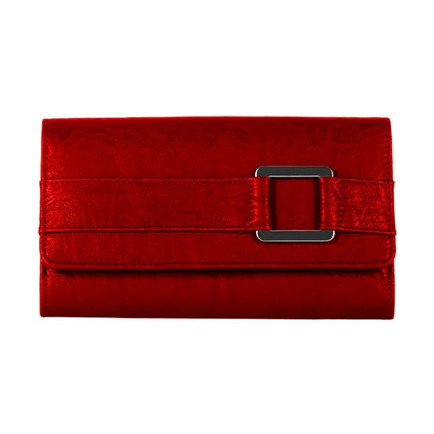Portefeuille d'embrayage multi-cartes de luxe de George en rouge pour femmes