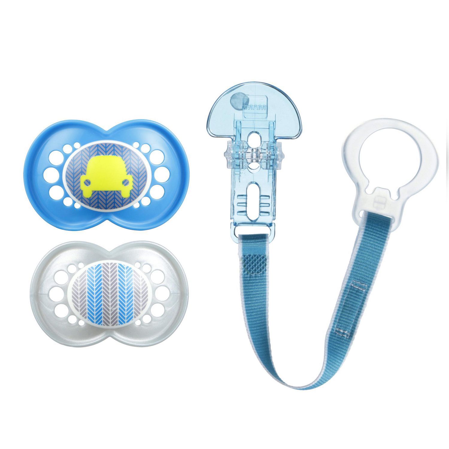 2 Pacifiers & 1 Clip Baby Pacifiers “I Love Daddy” Design Baby Pacifier Clips MAM Pacifier and MAM Pacifier Clip Value Pack Designs May Vary Pacifiers 0-6 Months for Baby Boy 