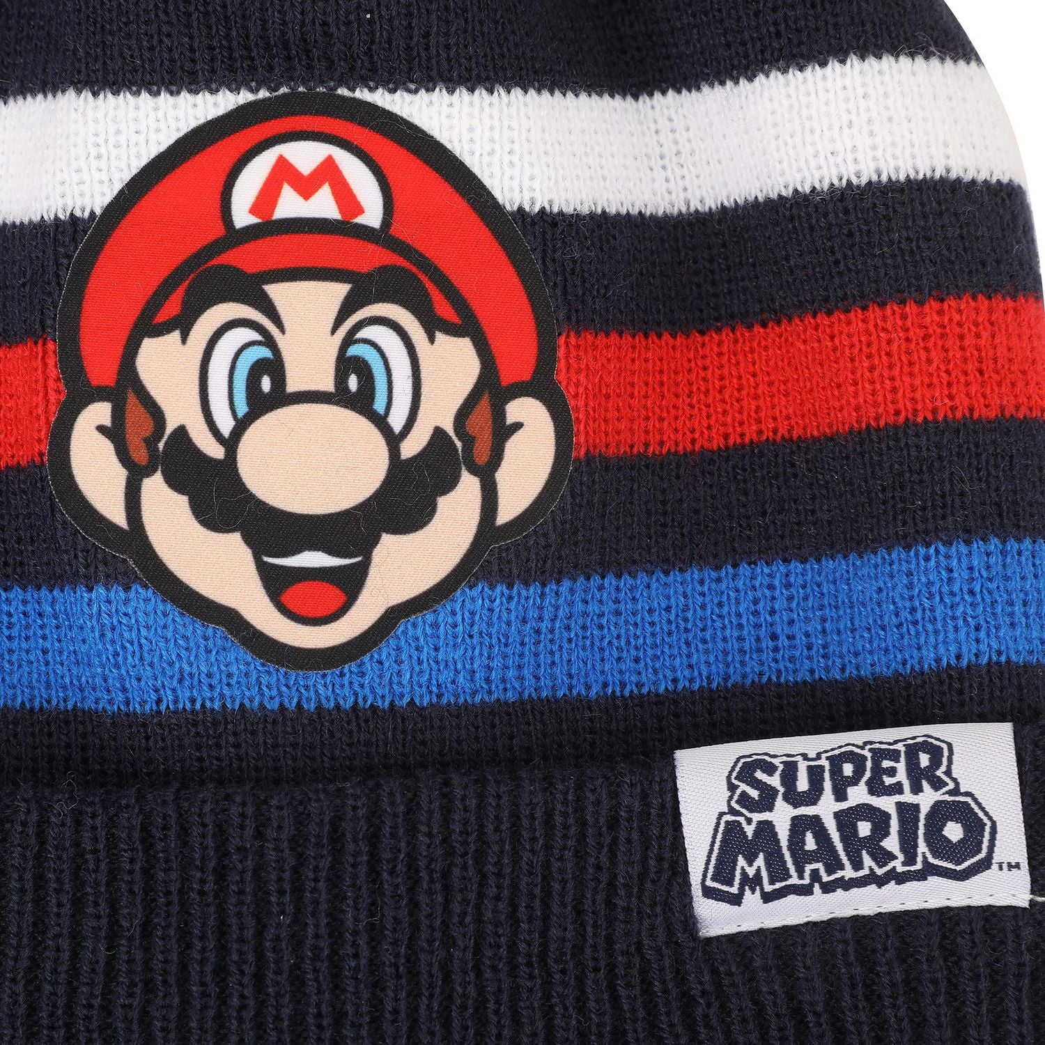 Super Mario Striped Knit Hat and Gloves Set