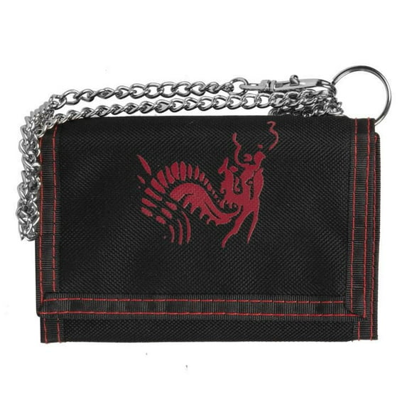 R70 Men's Trifold Nylon Red Wallet with Chain