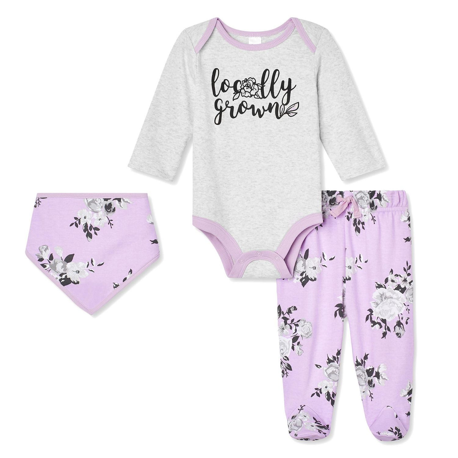 George Baby Girls 3 Piece Outfit Set Walmart