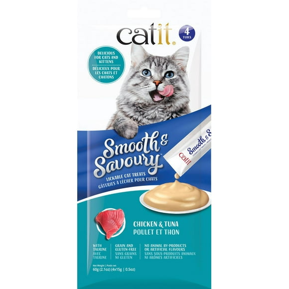 Catit Smooth & Savoury, Chicken & Tuna, 4pk, 4x 15g tubes per pack