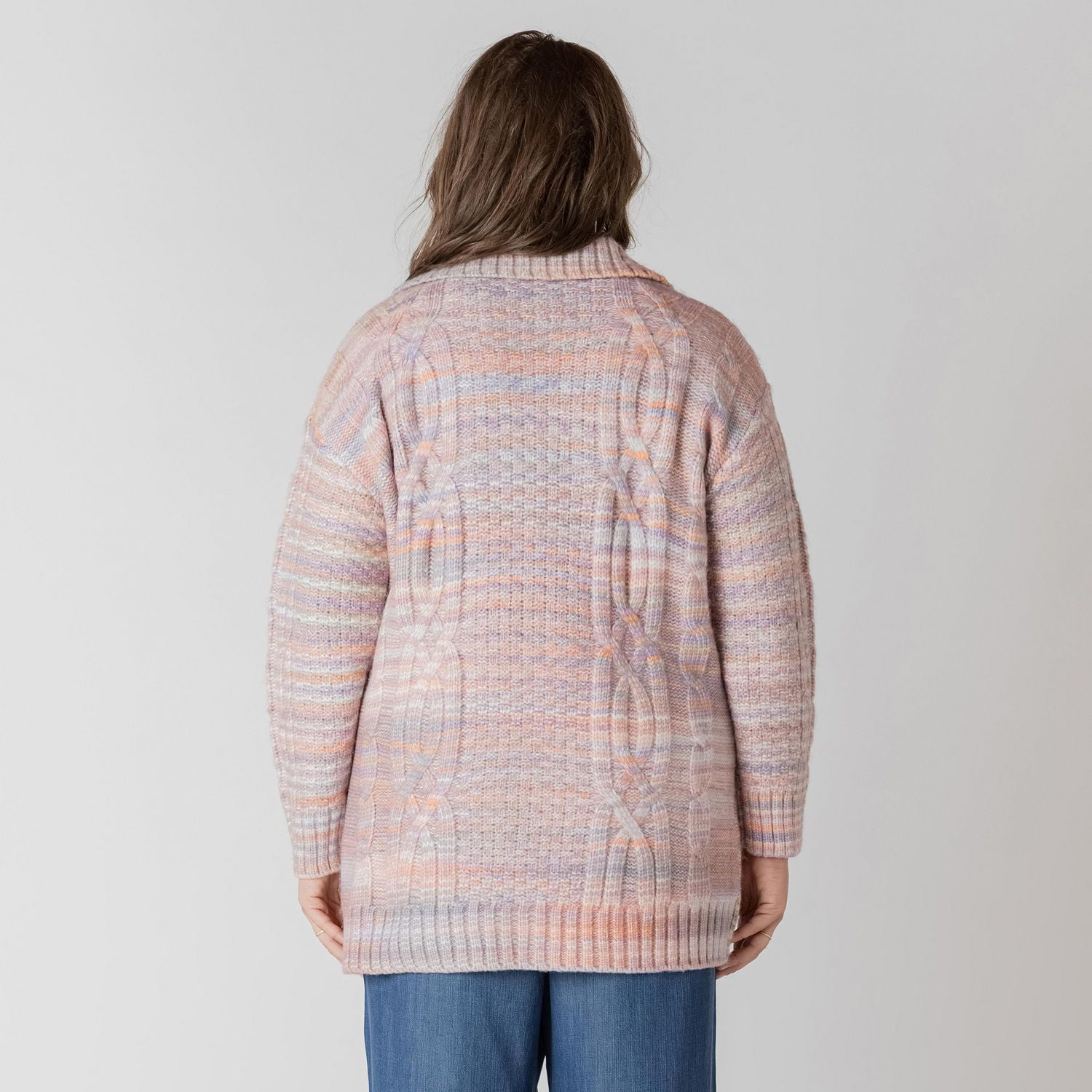 Devoted long sleeve button up cable knit cardigan