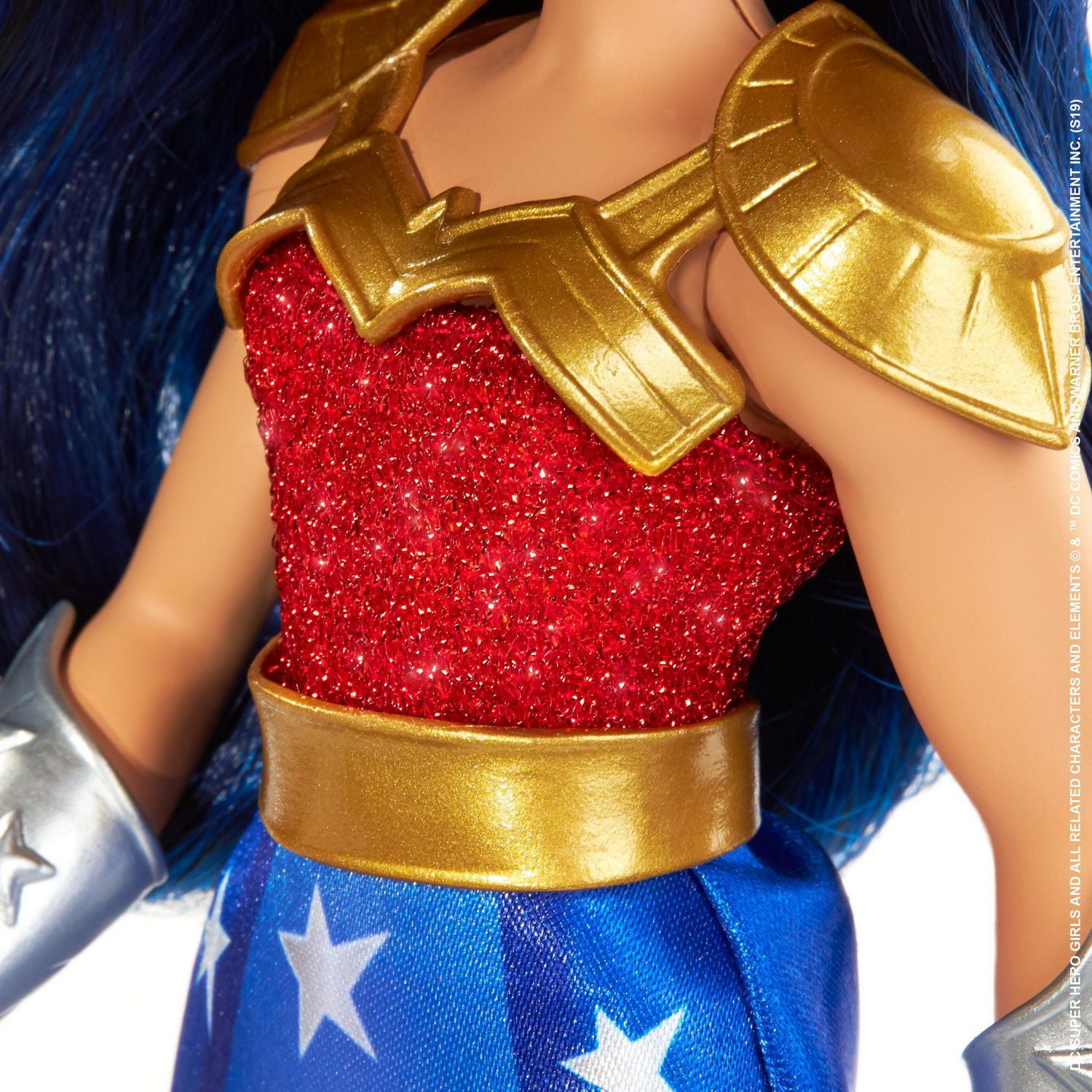 Wonder Woman Super Heros Blue Stars Gold Waistband Men's Trunks