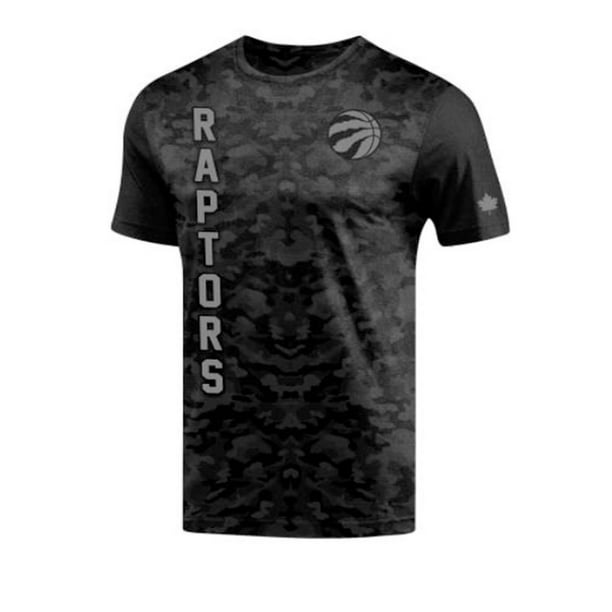 T-shirt à logo Raptors de Toronto pour hommes sous licence en texte verticale camouflage