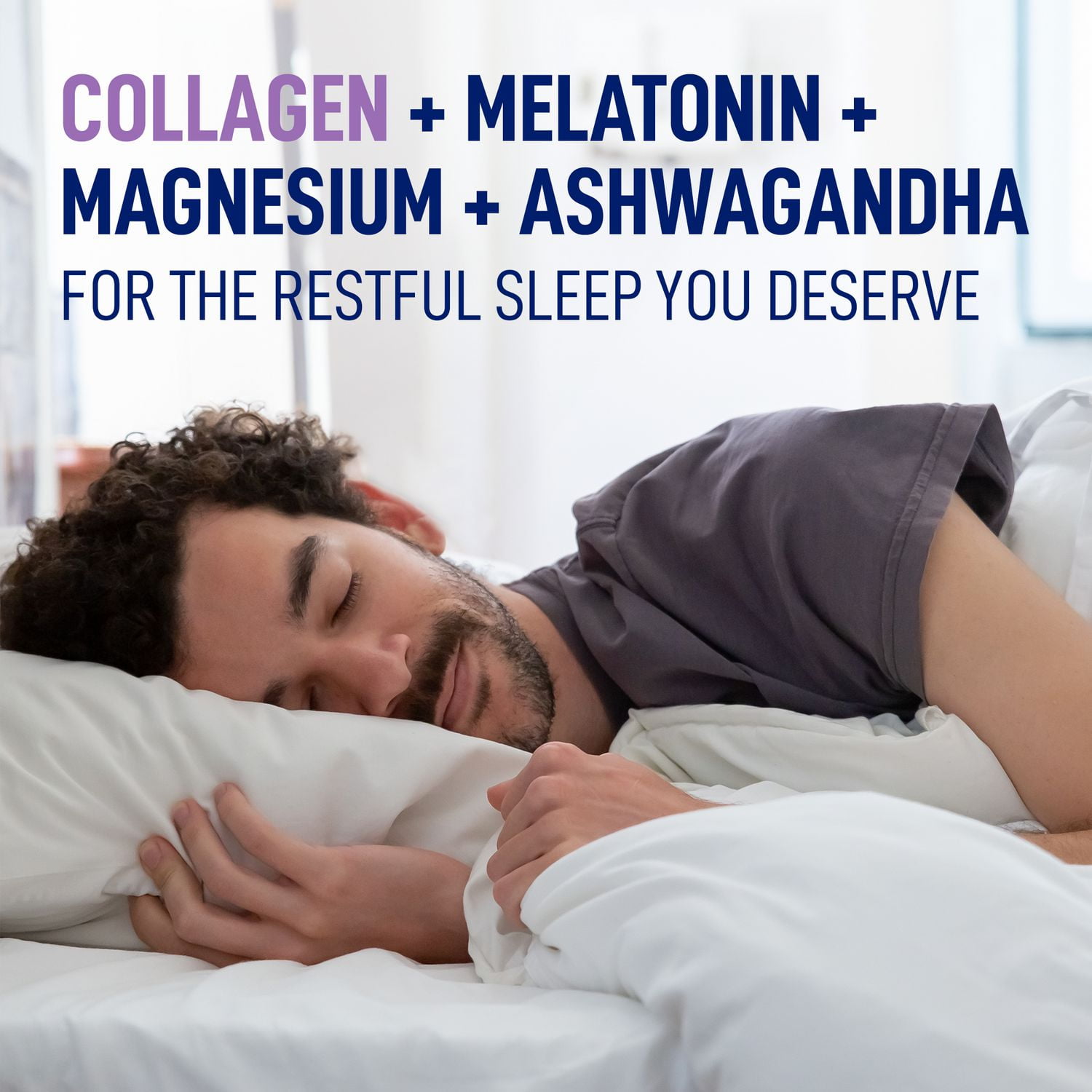 LEANFIT COLLAGEN & SLEEP™ Blue Lavender Latte - 7g Collagen + 200mg Magnesium + 3mg Melatonin + 10mg Ashwagandha - Improves Sleep & Reduces Effects of Jet Lag - 25 Servings, 206g Tub