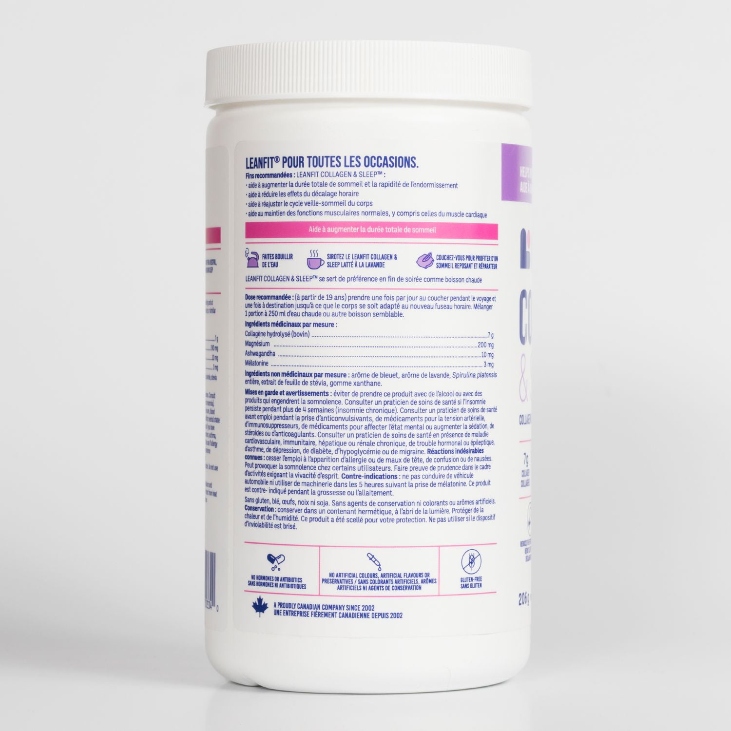 LEANFIT COLLAGEN & SLEEP™ Blue Lavender Latte - 7g Collagen + 200mg Magnesium + 3mg Melatonin + 10mg Ashwagandha - Improves Sleep & Reduces Effects of Jet Lag - 25 Servings, 206g Tub