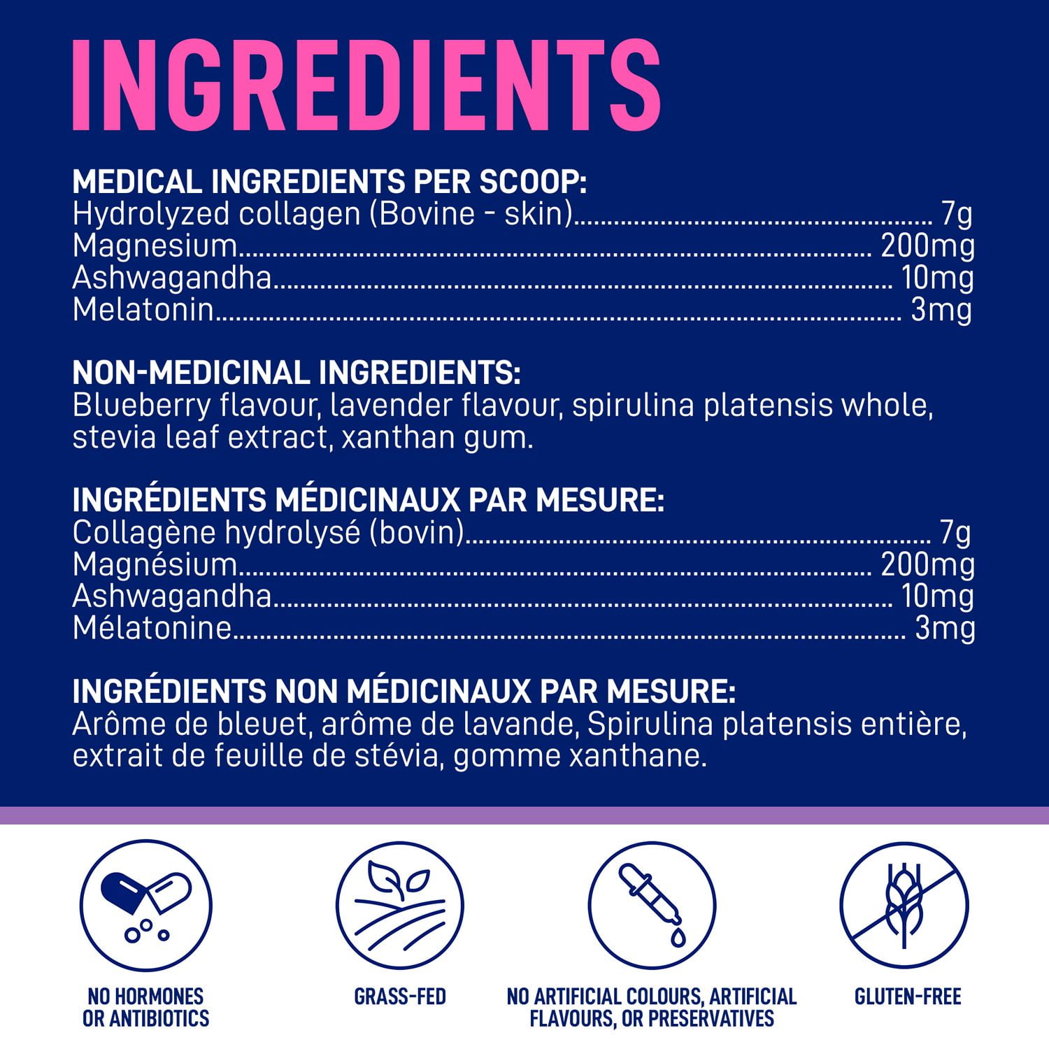 LEANFIT COLLAGEN & SLEEP™ Blue Lavender Latte - 7g Collagen + 200mg Magnesium + 3mg Melatonin + 10mg Ashwagandha - Improves Sleep & Reduces Effects of Jet Lag - 25 Servings, 206g Tub