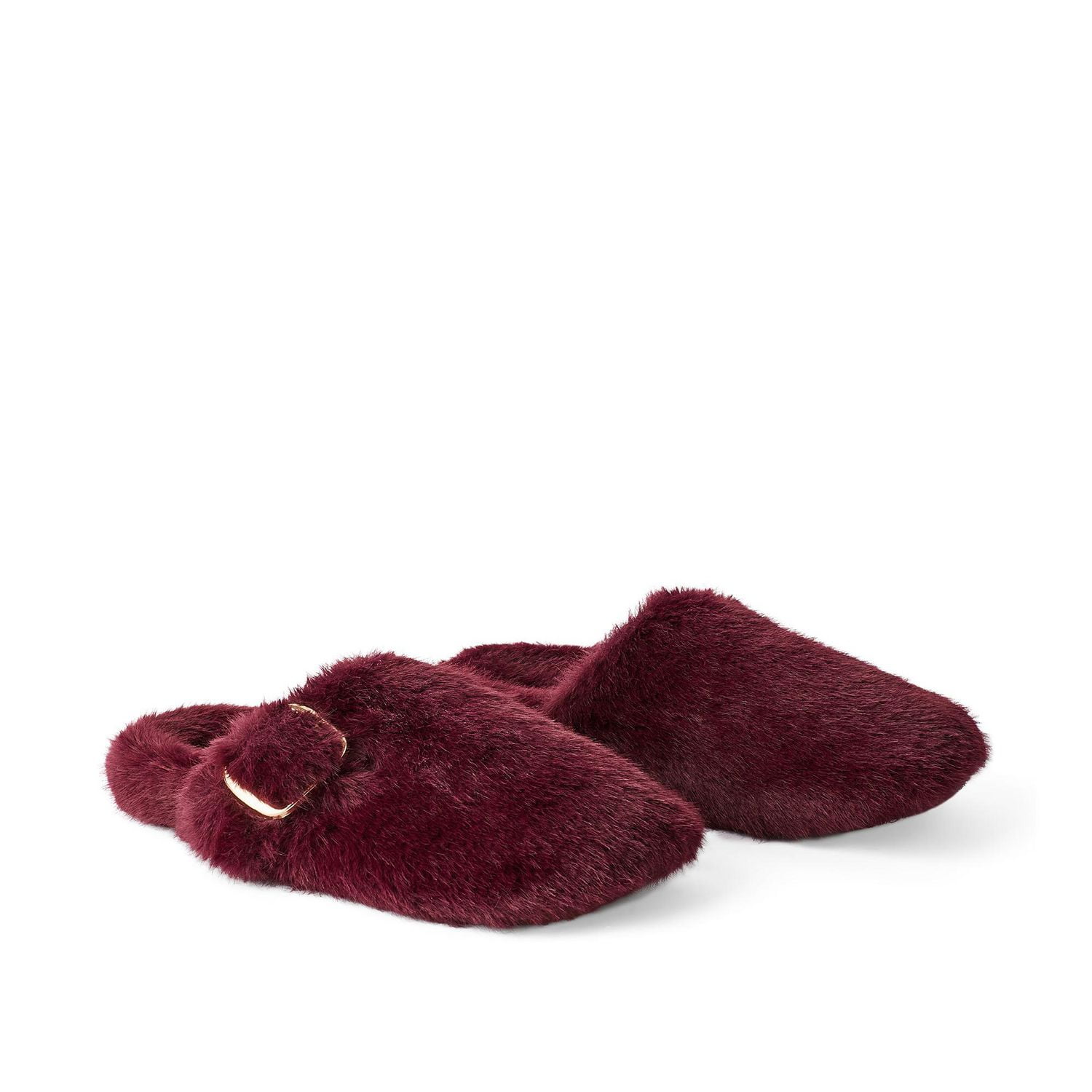 No Boundaries Women's Faux Fur Slippers, Wide Width Sizes 6-10