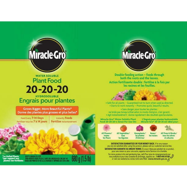 Engrais pour plantes hydrosoluble Miracle-Gro® 20-20-20 - 680 g MG  Hydrosoluble EP 680g 