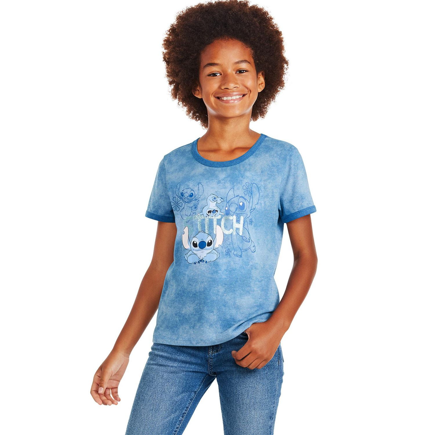 Disney Girls' Stitch Ringer T-Shirt