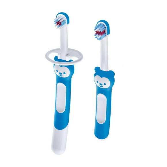 MAM Learn to Brush Set, Baby Toothbrush Set, Boy, 5+ Months, 2-Count