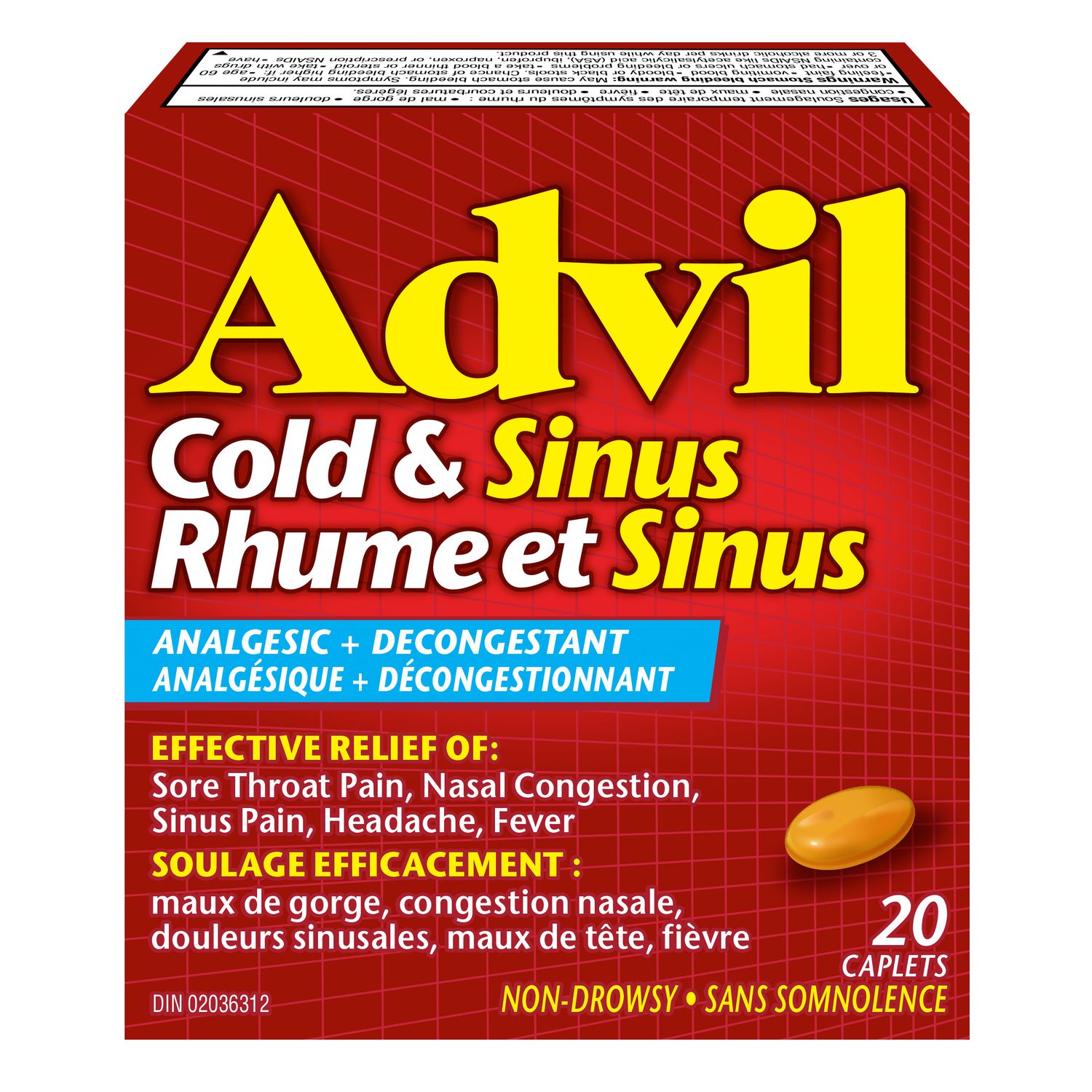 Decongestant Advil Cold & Sinus - 20 capsules