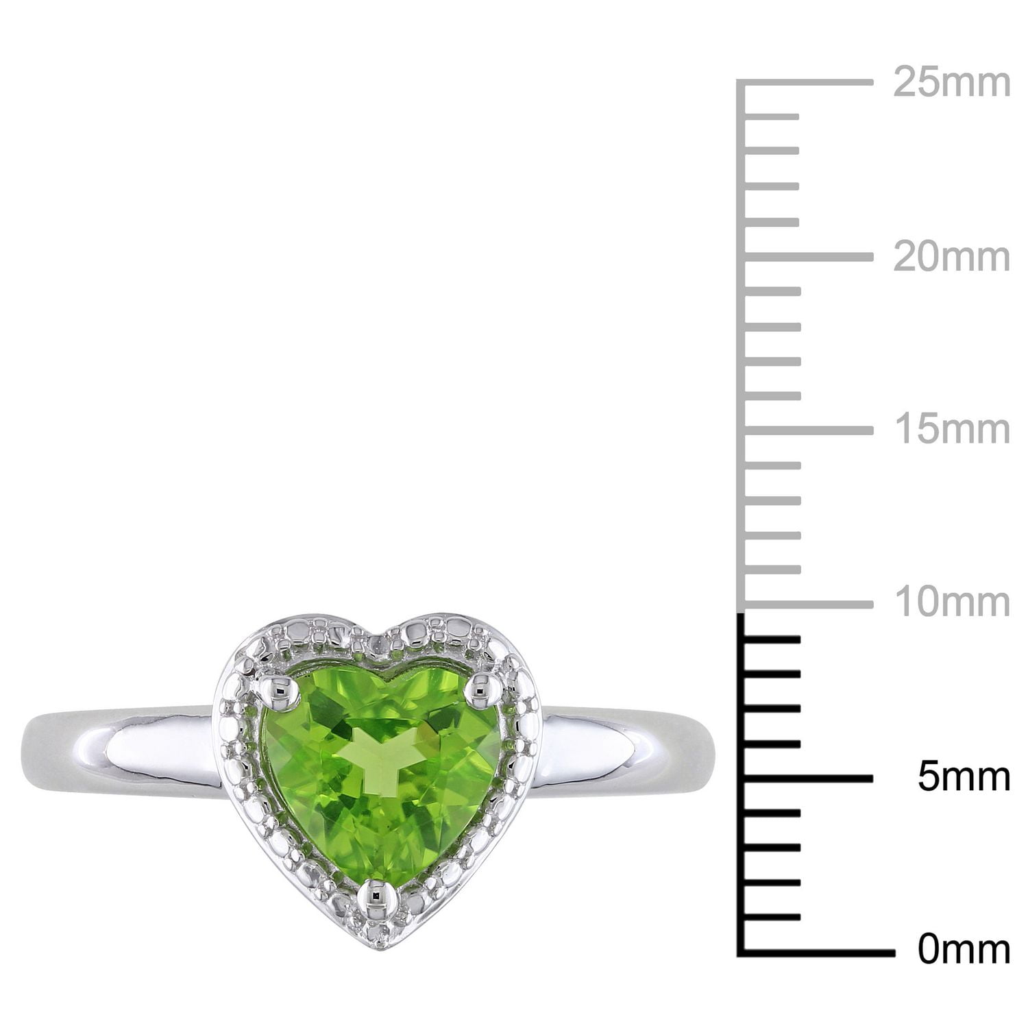 Bague de forme cœur Tangelo avec péridot 1-1/3 CT PBT en argent sterling