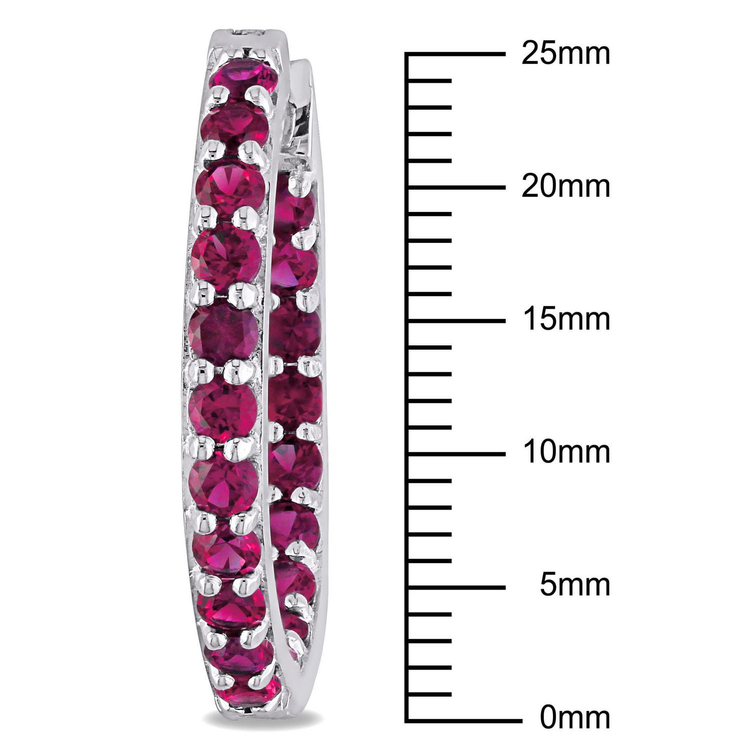 Anneaux d'oreille Tangelo avec rubis synthétiques 3-1/5 CT PBT en argent sterling