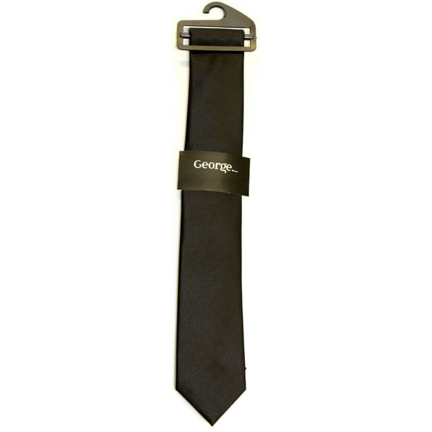 Cravate étroite texturée noire à couleur unie de George pour hommes