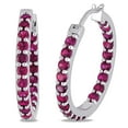 thumbnail image 1 of Tangelo 3-1/5 Carat T.G.W. Created Ruby Sterling Silver Hoop Earrings, 1 of 4
