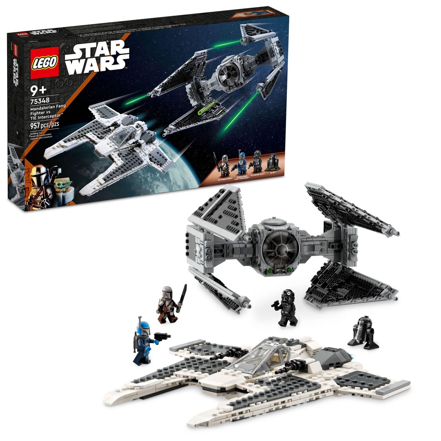 LEGO Star Wars Mandalorian Fang Fighter vs. TIE Interceptor 75348 Building Toy Set Perfect Star Wars Gift for Fans Aged 9 and Up with 3 LEGO