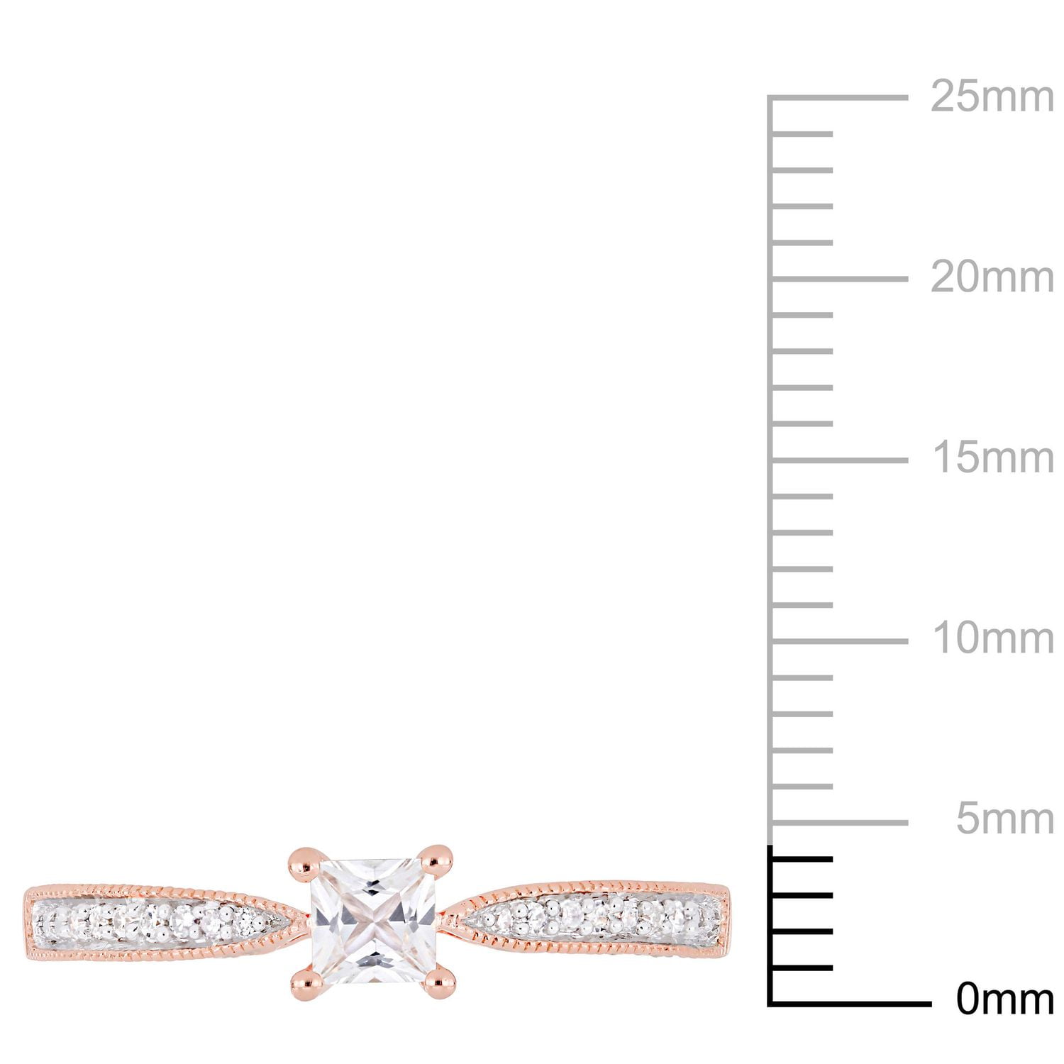 Miabella 1/3 Carat T.G.W. Created White Sapphire And Diamond-Accent Rose-Plated Sterling Silver Promise Ring