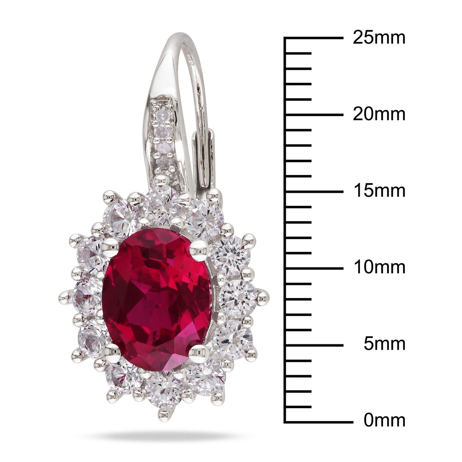 Tangelo 8 Carat T.G.W. Created Ruby And White Sapphire Diamond-Accent Sterling Silver HALO Earrings