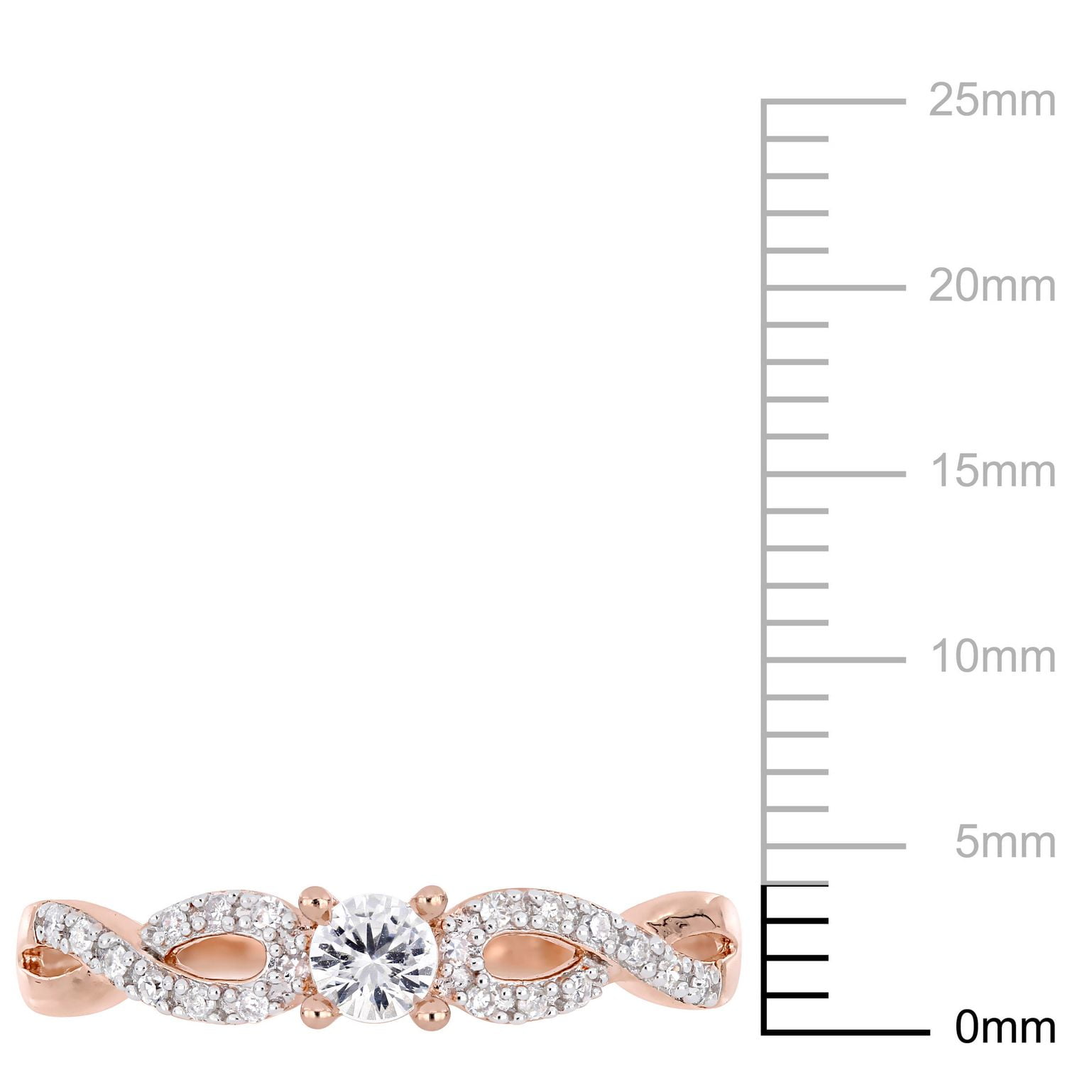 Miabella 1/4 Carat T.G.W Created White Sapphire And 1/10 Carat T.W. Diamond Rose-Plated Sterling Silver Promise Ring