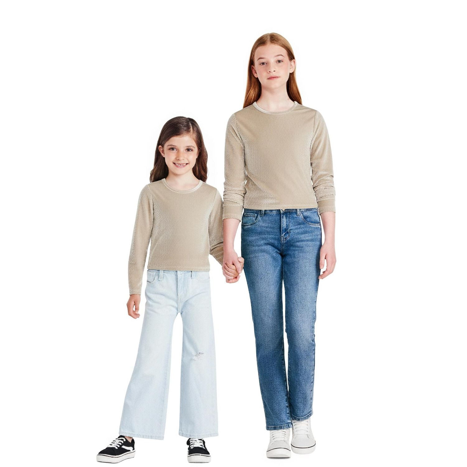 Haut en velours à manches longues George pour filles