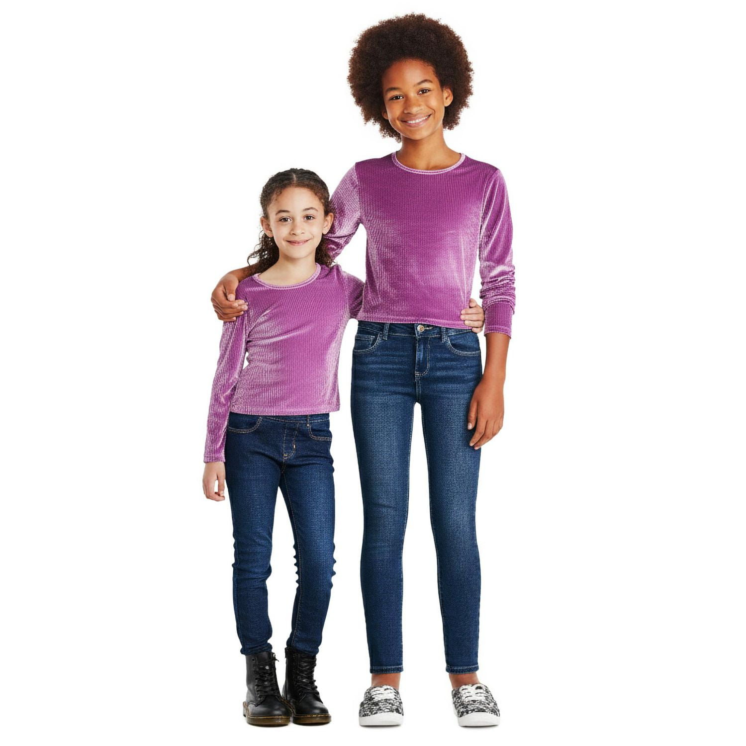 Haut en velours à manches longues George pour filles